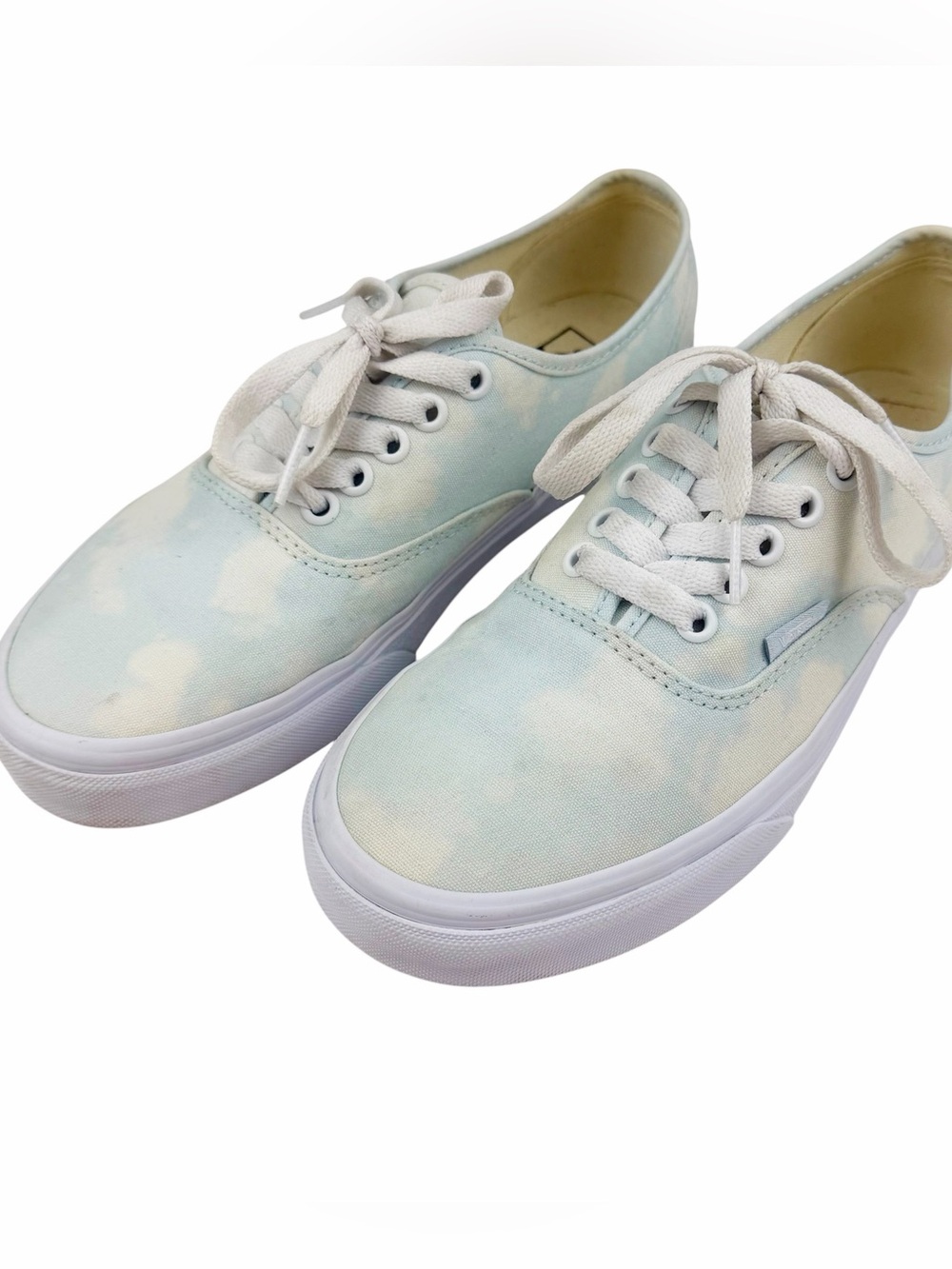 Vans Bleach Washed White Light Blue Cloud Sneakers Women's 8.5 Mens 7
